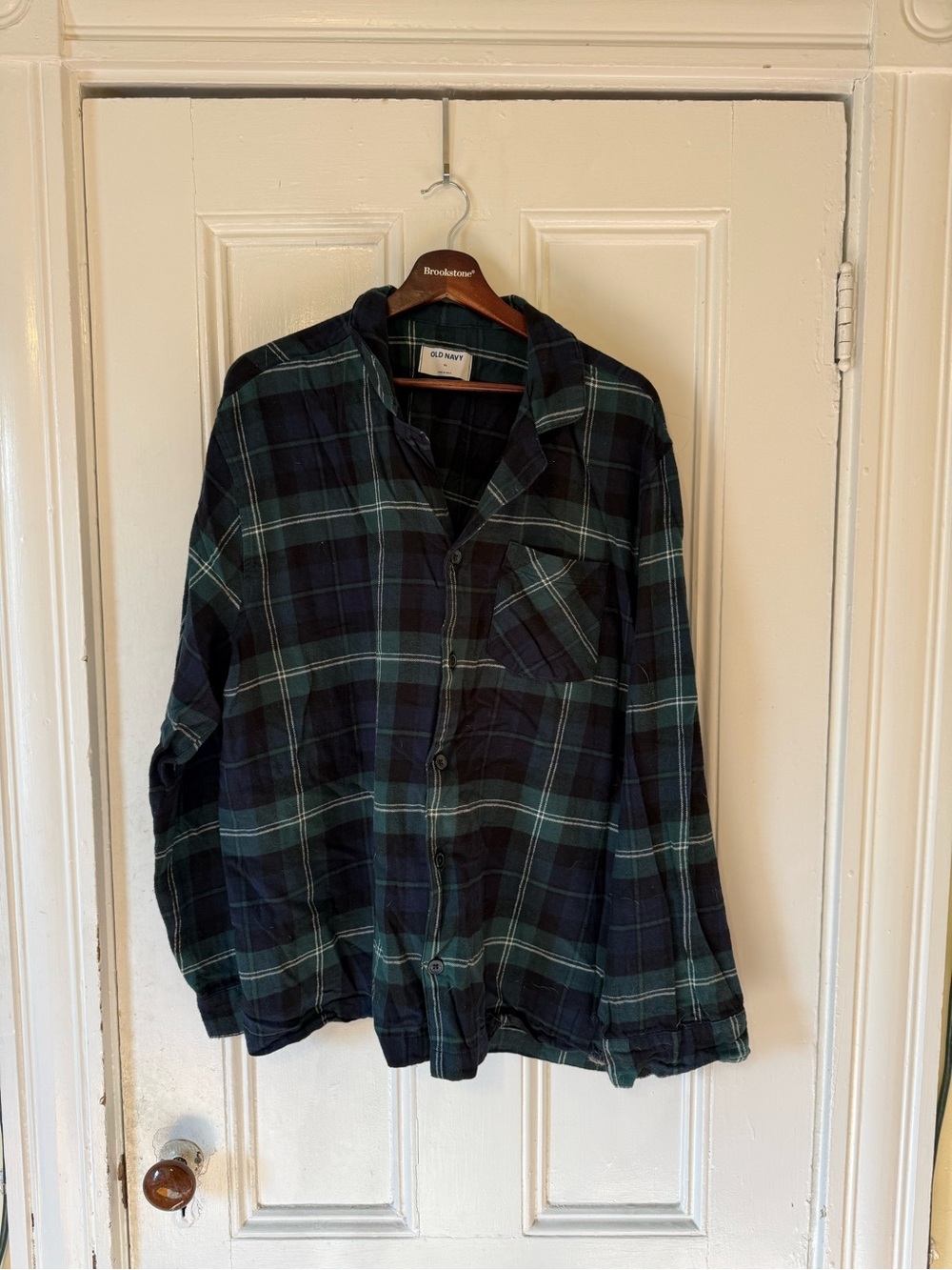 Old Navy Navy & Teal Plaid Pajama Set